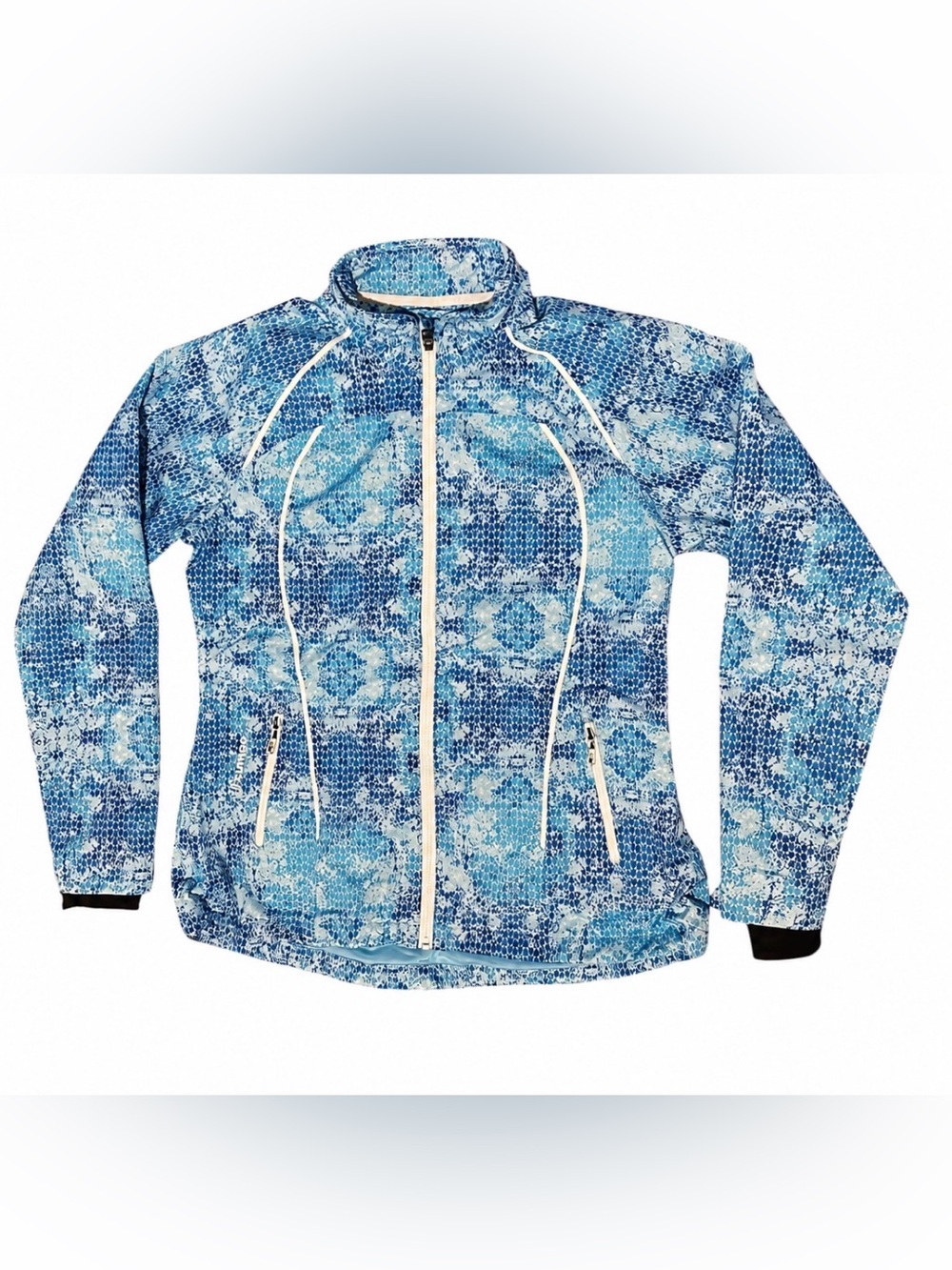 Sunice Blue Geometric Print Full Zip Athletic Jacket Women’s M